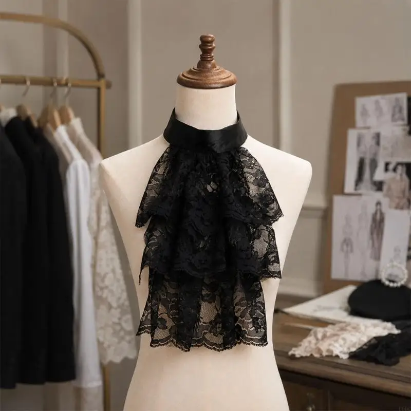 Detachable Neckline Lace Collar, Decorative Layered Faux Collar Accessory for Round V Shirt Collar Outfit Matching Y166
