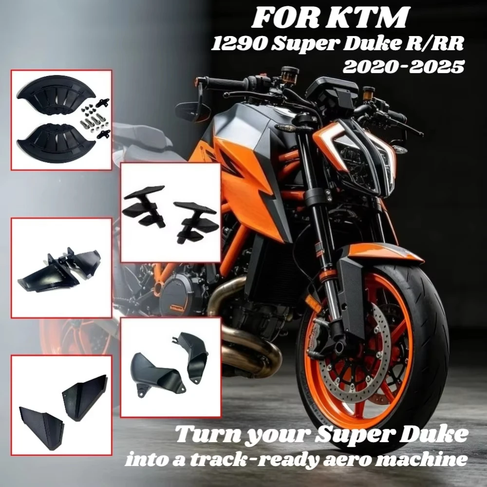 For KTM 1290 Super Duke R / RR 2025 Track Racing Brake Duct Cooler Downforce Body Wing Front Mudguard Kit with Brake Disc Cover