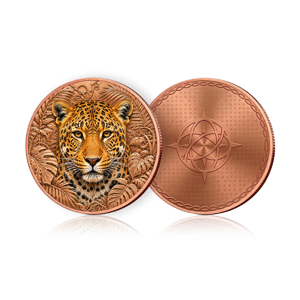 Tropical Jungle Leopard 1OZ .999 Fine Copper Rainforest Feline Wildlife Craft Coin For Animal Collectors