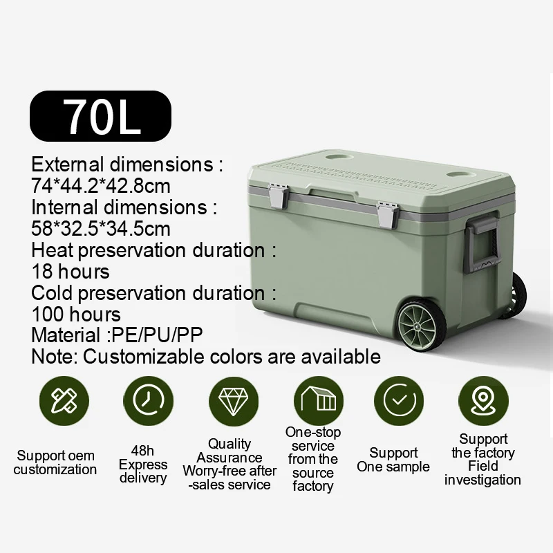 OEM Manufacturer's 70L Collapsible Soft Cooler Backpack Insulated Waterproof Food Carrier Heat Preservation for Camping