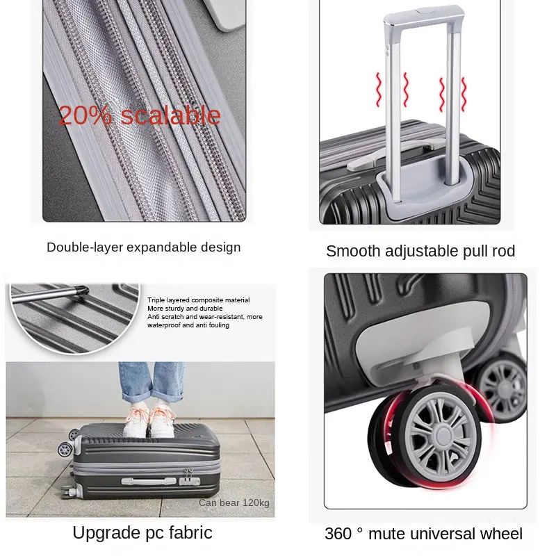 Fashion Suitcase Rolling Luggage Spinner Wheels Boarding Travel Bag Password Trolley Case Expansion Large Capacity Trunk Unisex