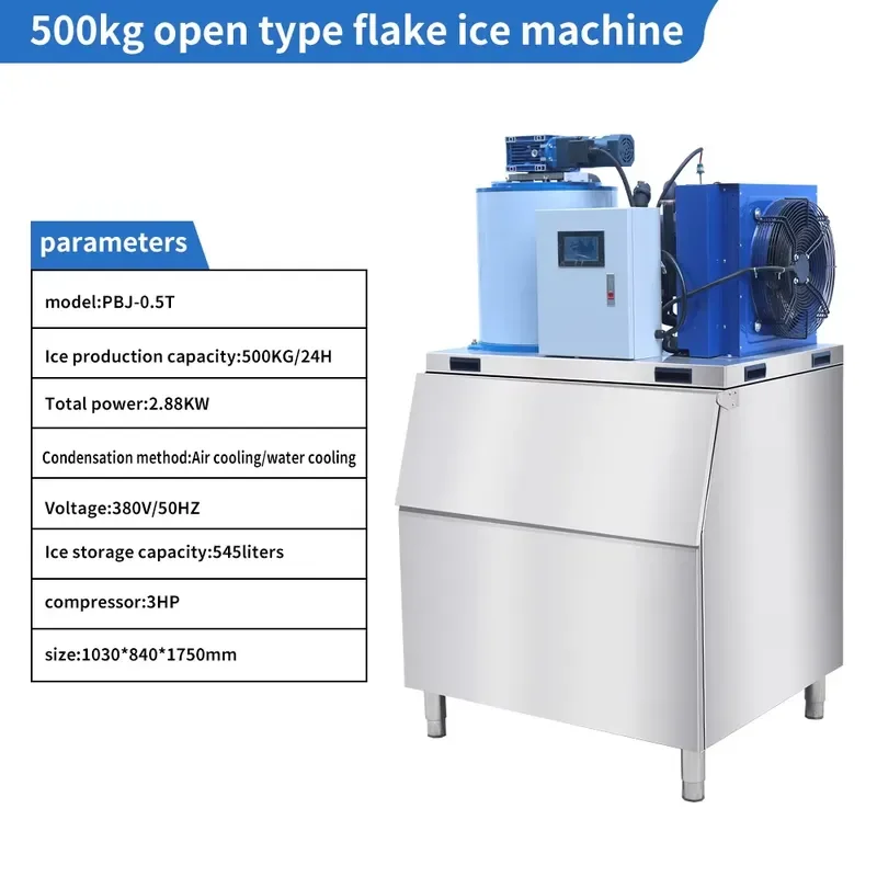Commercial Flake Ice Machine 500kg for Seafood Shops Aquatic Industries-Electric Large Scale Industrial Ice Maker
