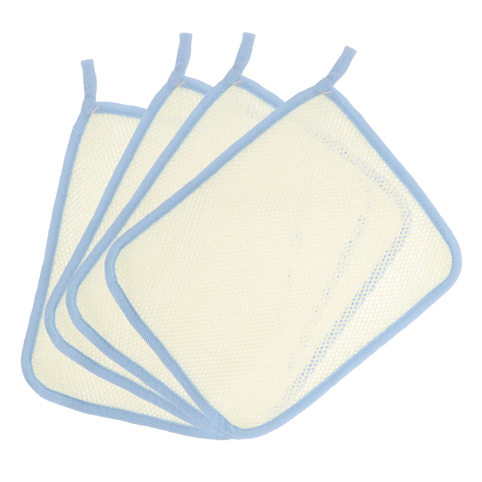 4Pcs Light Design Dual-Layer Nylon Foaming Washcloth Soap Bag Exfoliating Face Body Cleanser Travel Portable