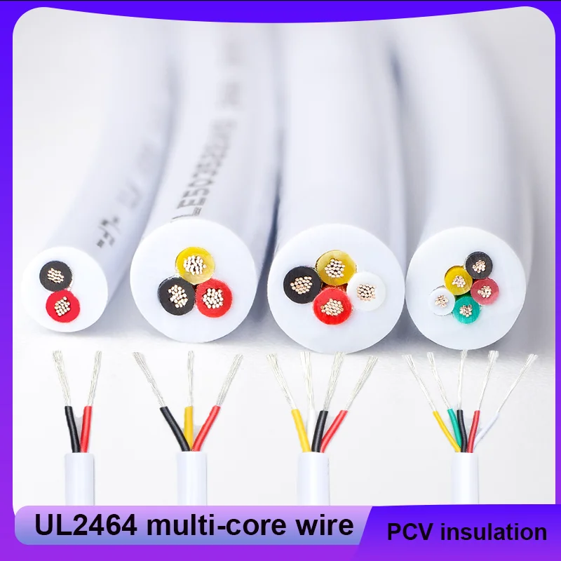 

White UL2464 multi-core PVC insulated sheathed wire 2 3 4 5 6 7 8 9 10 Cores signal, audio, power cord