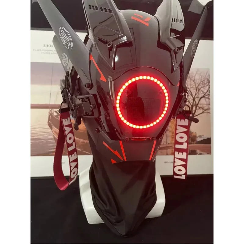 Máscara Cyberpunk LED hecha a mano, máscara de Cosplay facial personalizada, casco de ciencia ficción, juguetes de fiesta para hombres y mujeres