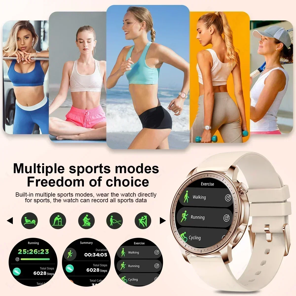 แฟชั่น Xiaomi Mijia สมาร์ทนาฬิกาผู้หญิง Heart Rate Lady สร้อยข้อมือบลูทูธ IP67 กันน้ํา Heart Rate Smartwatch สําหรับ Huawei