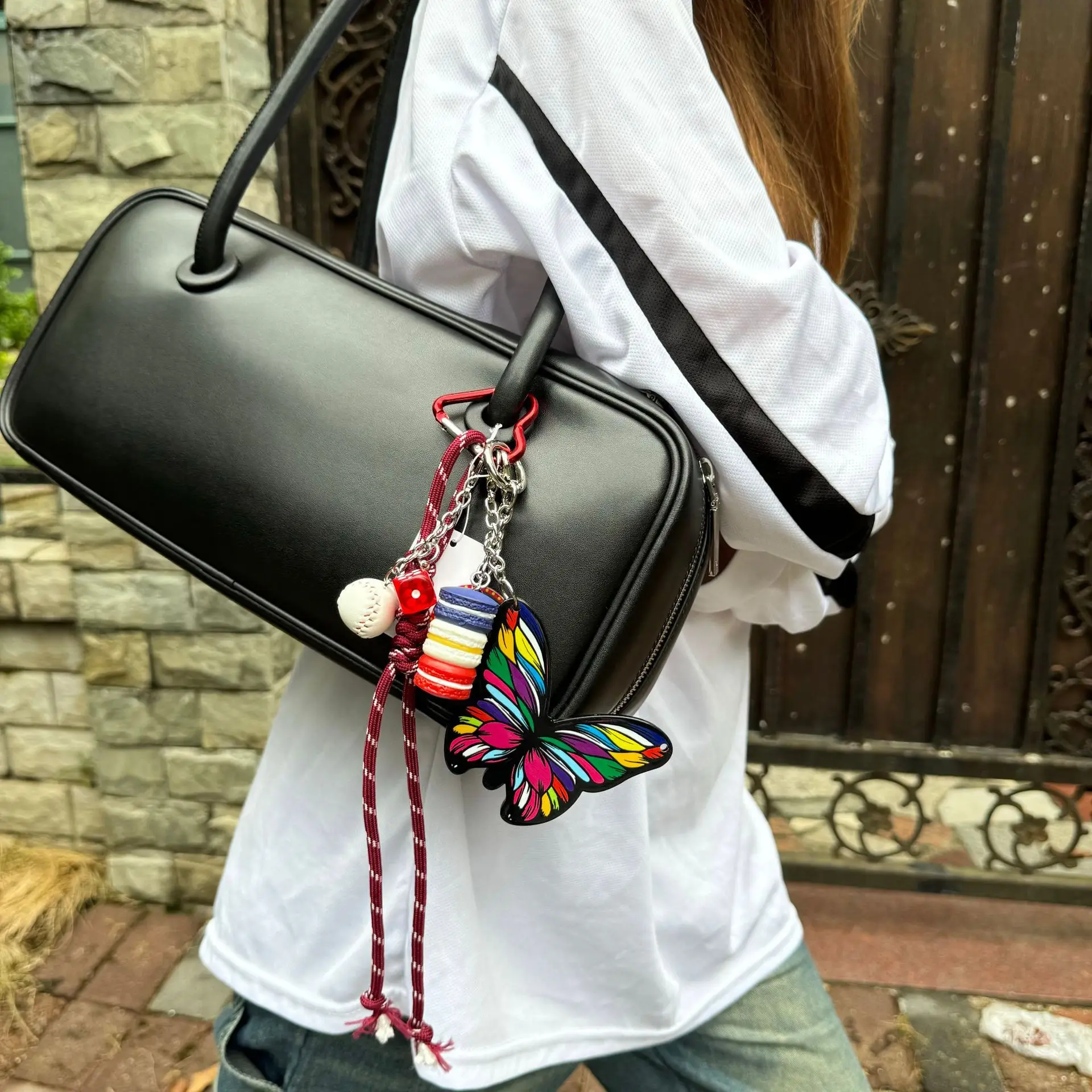 new product Hand woven rope butterfly Key Chain No. 8 billiards love Backpack pendant