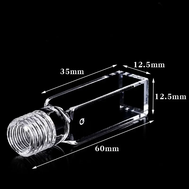 Quartz Cuvette Fluorescence Sealable Cells 10*10mm Thread GL 14 Screw Cap (Closed) and Silicone Rubber Seal Replace Hellma