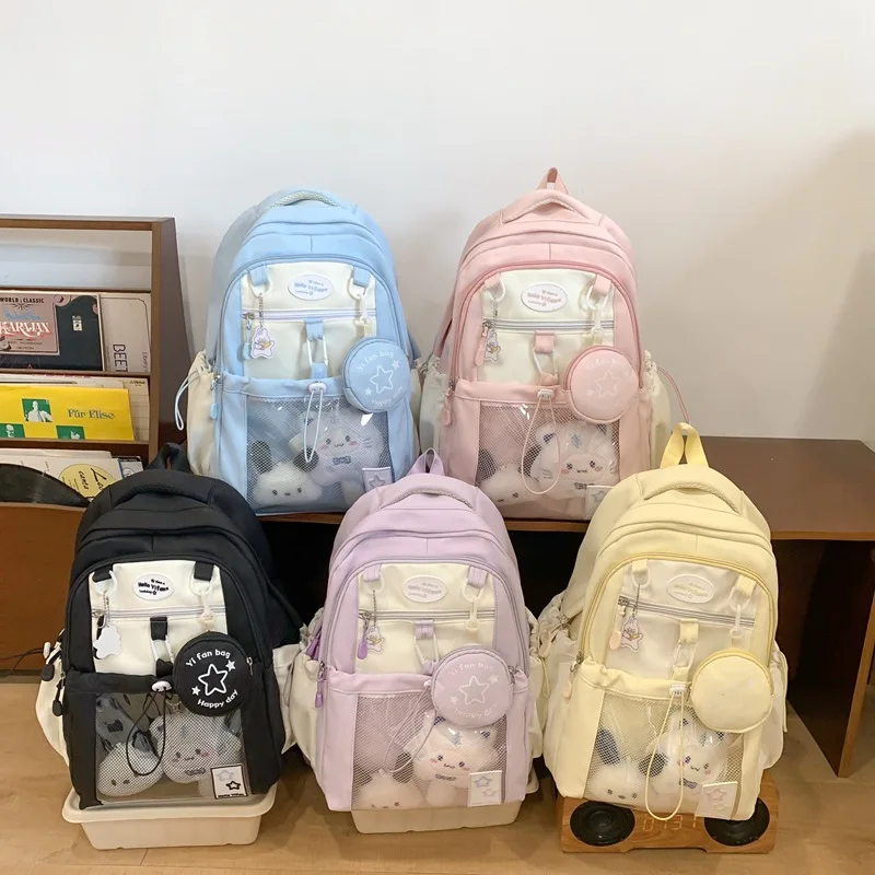 

Ladies' Backpacks Preppy Style Cute Kawaii High-quality Large Capacity Lightweight Dopamine Luxury Brand Schoolbags For Students