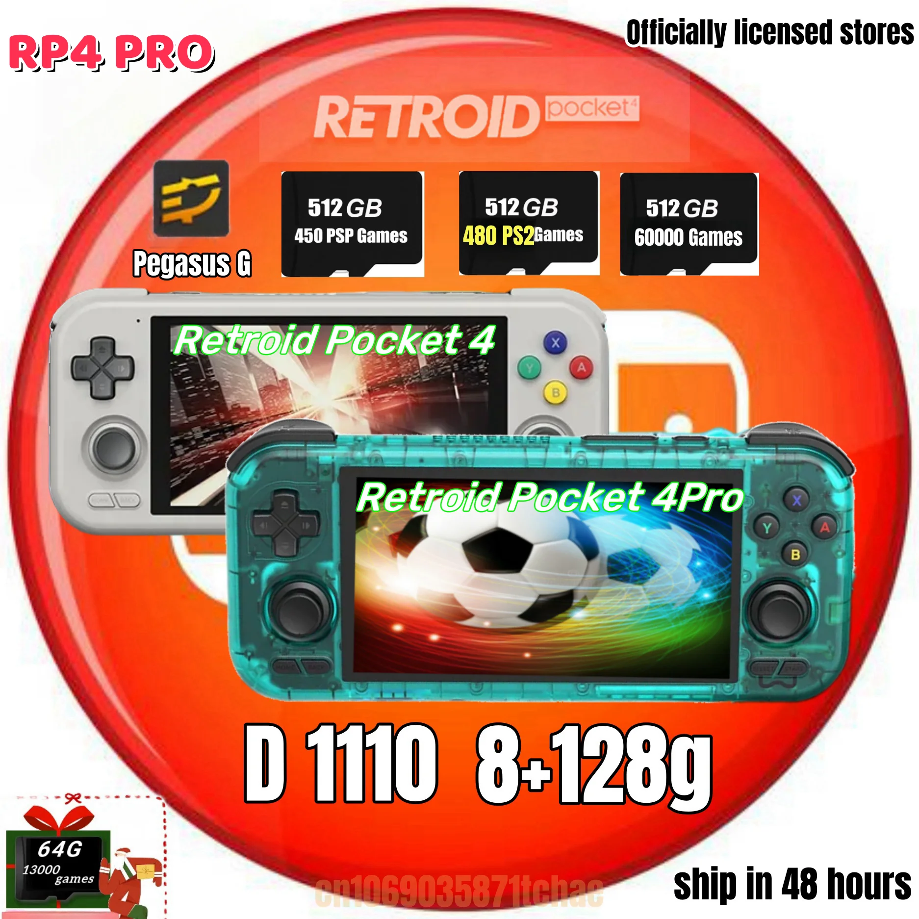 Retroid Pocket 4 Pro RP4 Pro Portable PS2 Handheld Game Console 4.7“ RAM 8+128G WiFi Bluetooth 5.2 5000mAh 3D Hall Sticks