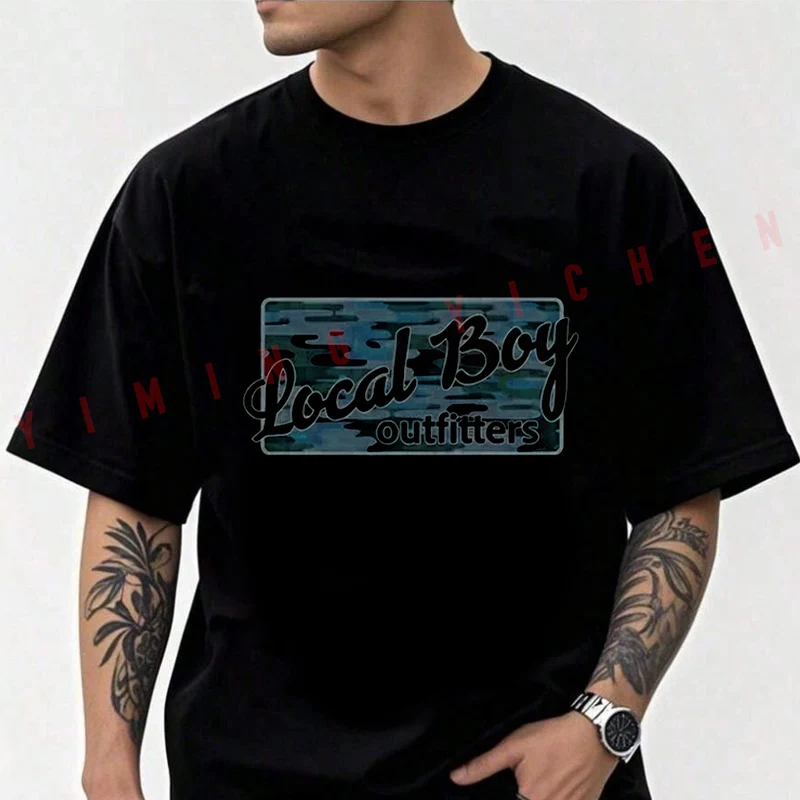 

2026 Cotton Casual T-shirt Vintage LOCAL BOY Graphic Motorcycle Tshirt Mens Summer Cycling Sportswear Tops Tee
