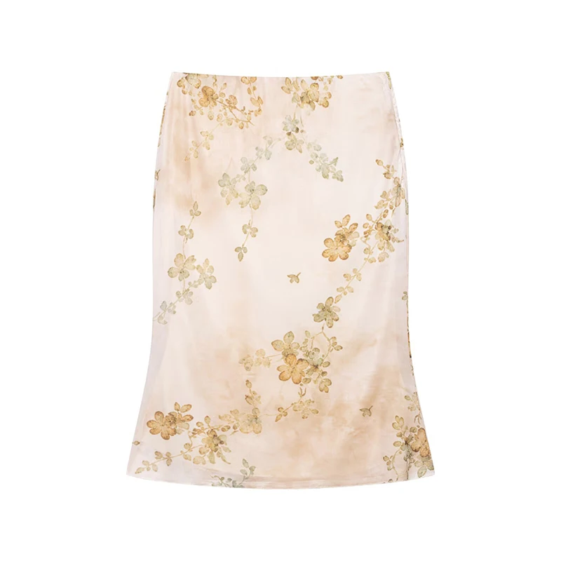Women's Floral Print Midi Mermaid Skirt Sexy Low Waist Holiday Summer Skirts