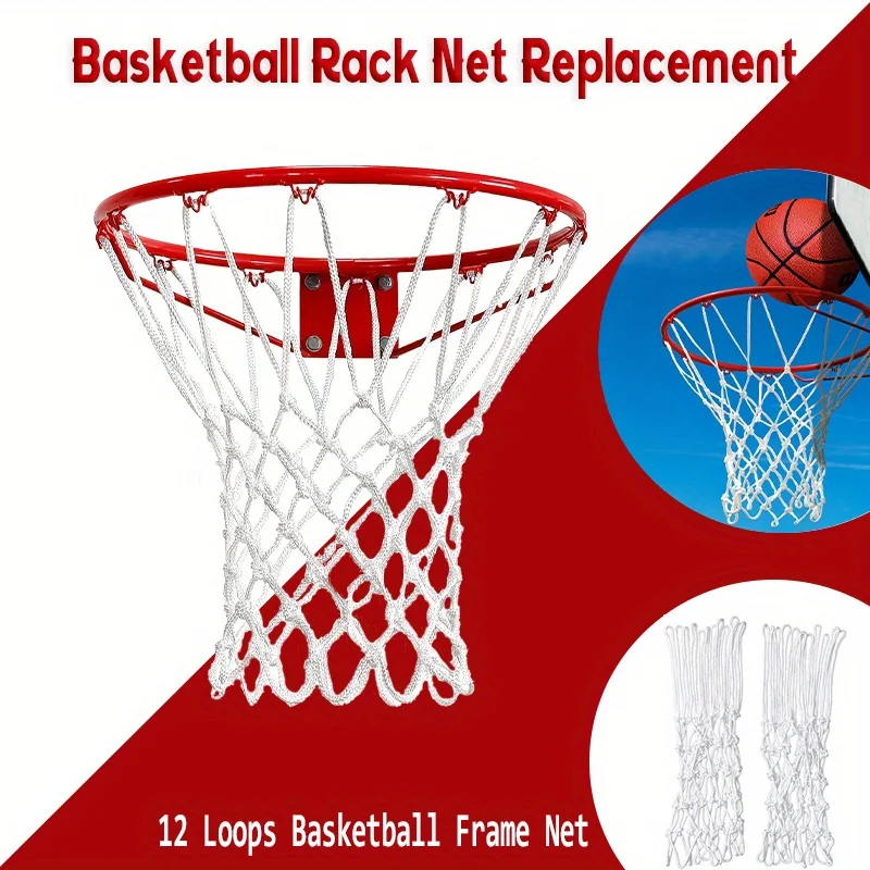 

1/2pcs Basketball Rack Net With 12 Loops Heavy Duty Outdoor Basketball Net Replacement Detachable Basketball Net