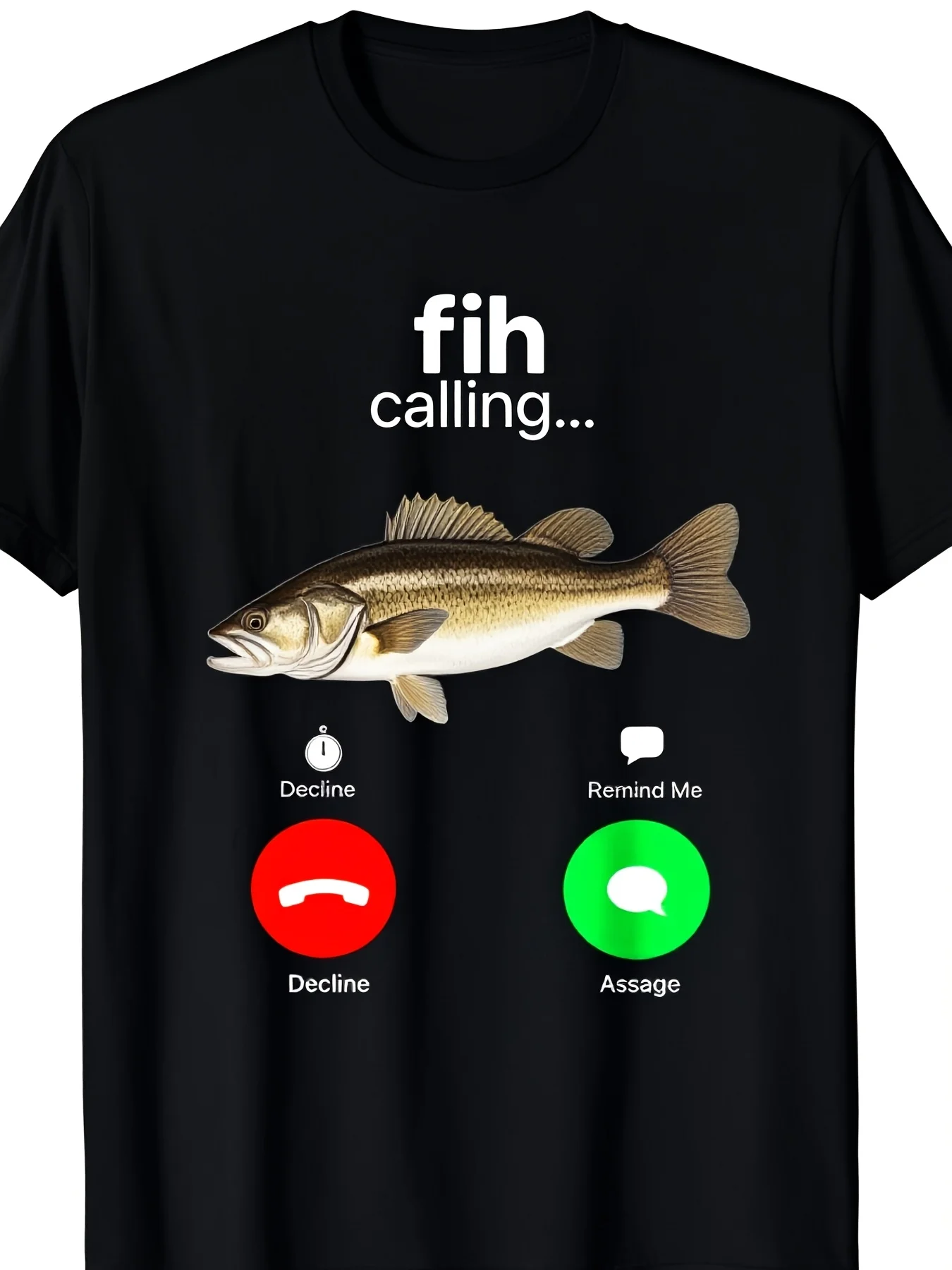 Plus Size Fih Calling Remind Me Message Decline Accept Phone Call Fish TShirt Plus Size Black Crew Neck Short Sleeve Machine Washable 180g Casual Style Oversized Fit Geometri4pure Breathable sweat-wicking and soft suitable for daily commutes loungin