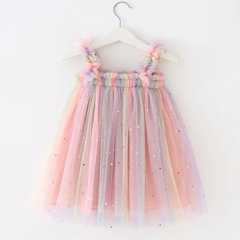 Kawaii Girl Princess Dress 1-5T Toddler Baby Sequin Sleeveless Summer Clothes Kids Birthday Wedding Costume Newborn Casual Wear