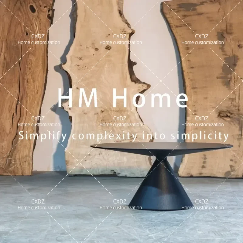 Medieval Minimalist Solid Wood Round Table Modern Black Dining Table Small Apartment Retro Household Furniture