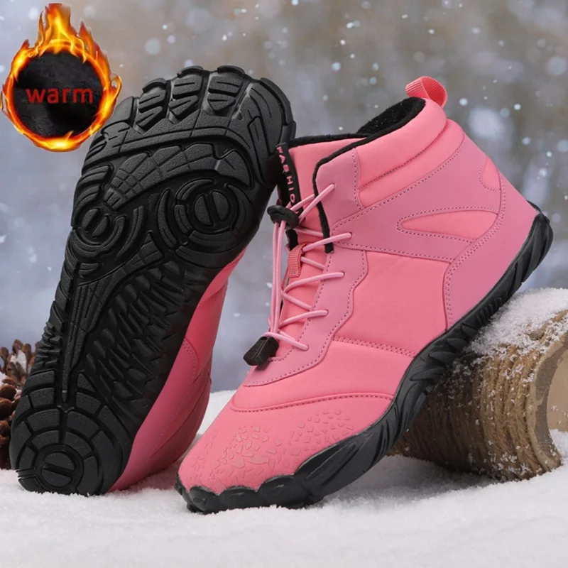 Mens Womens Outdoor Waterproof Winter Boots Snow Barefoot Casual Shoes Warm Work Shoes Ankle Shoes for Climbing Hiking Non-slip