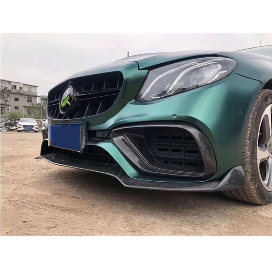 Real Carbon Fiber Front Bumper Lip Spoiler Fog light Air Vent Outlet Cover For Mercedes Benz E Class W213 E63 E63S AMG 2016-2020