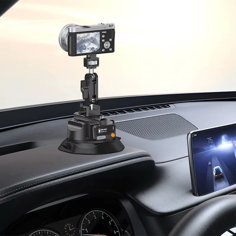 Uchwyt kamery z przyssawką i elektryczną pompką, 4,5 cala, z aluminiową głowicą kulową i magicznym ramieniem, kompatybilny z DJI Insta360 Go Pro — zdjęcie produktu 5
