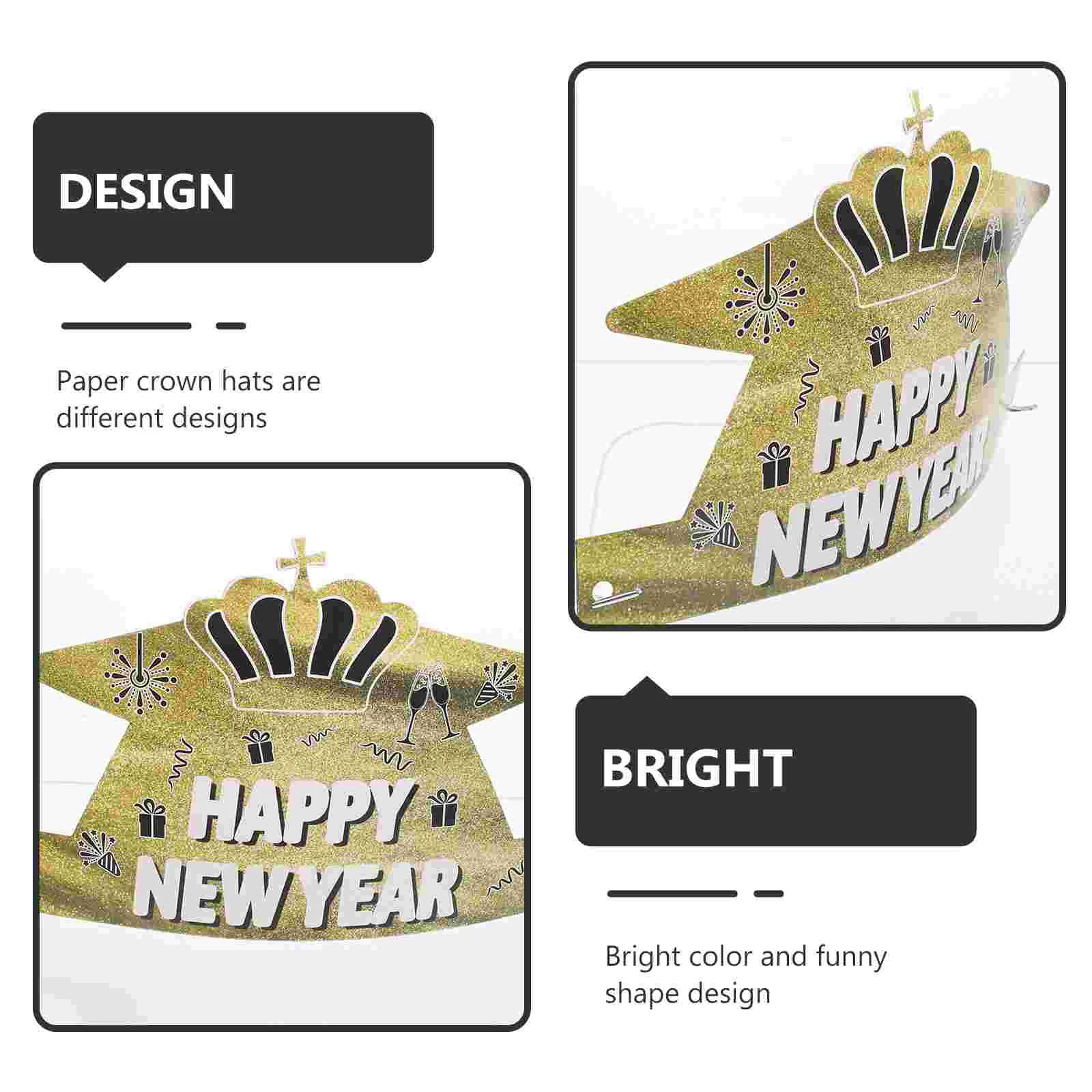 6 Pcs Cosplay New Year Paper Hat Christmas Presents Years Eve Hats Crowns Happy 2024hats