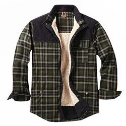 European and American Casual Checked Thickened Shirt. Men's New Style Fleece-lined. Winter Warm. Pure Cotton Jacket. S-XXXXL