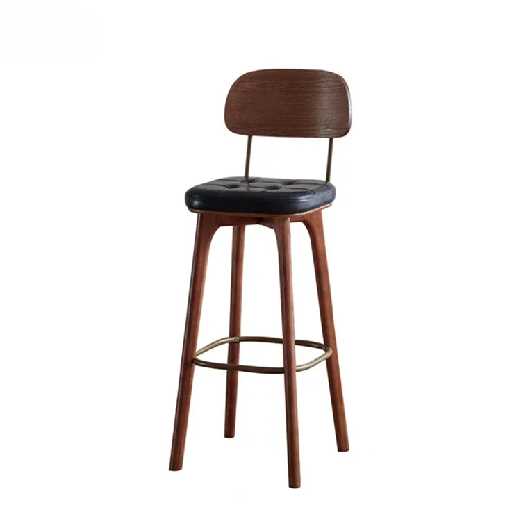 

#h Modern Hotel Living Room Restaurant Bar Chair Furniture Cafe Bistro Wooden Frame With Leather Accent High Bar Stool