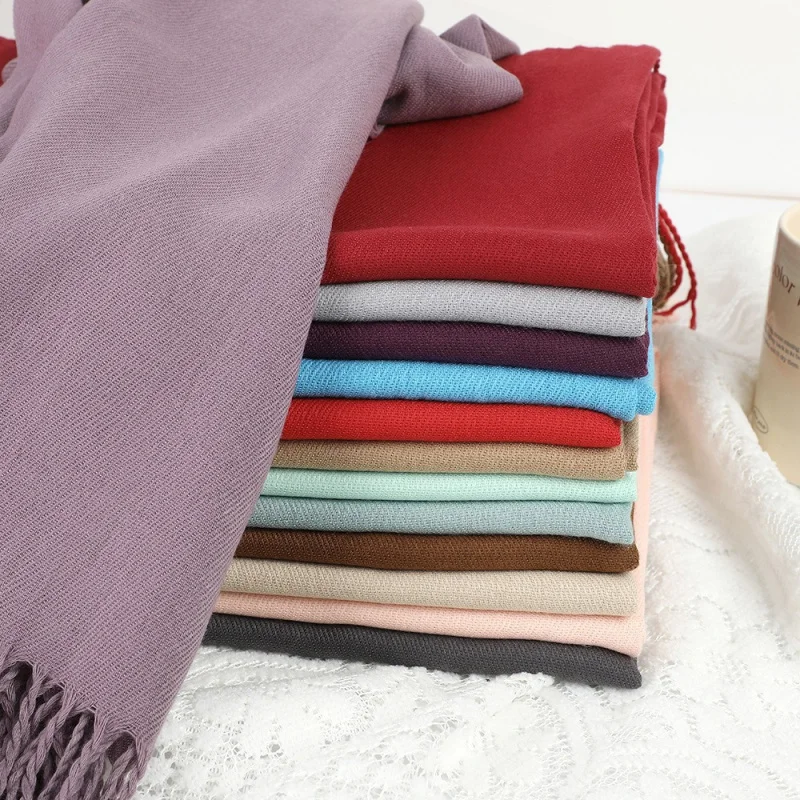 New Winter Scarf Women Cashmere Warm Solid Pashmina Blanket Wraps Female Thick Soft Bufanda Big Tassel Shawl Long Poncho Echarpe