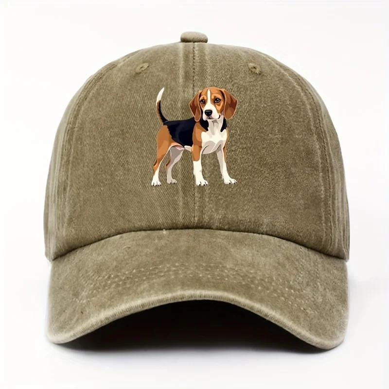 Women's Fun and Cute Beagle Print Baseball Cap with Realistic Beagle Illustration and Geometric Patterns, Suitable for All Seaso