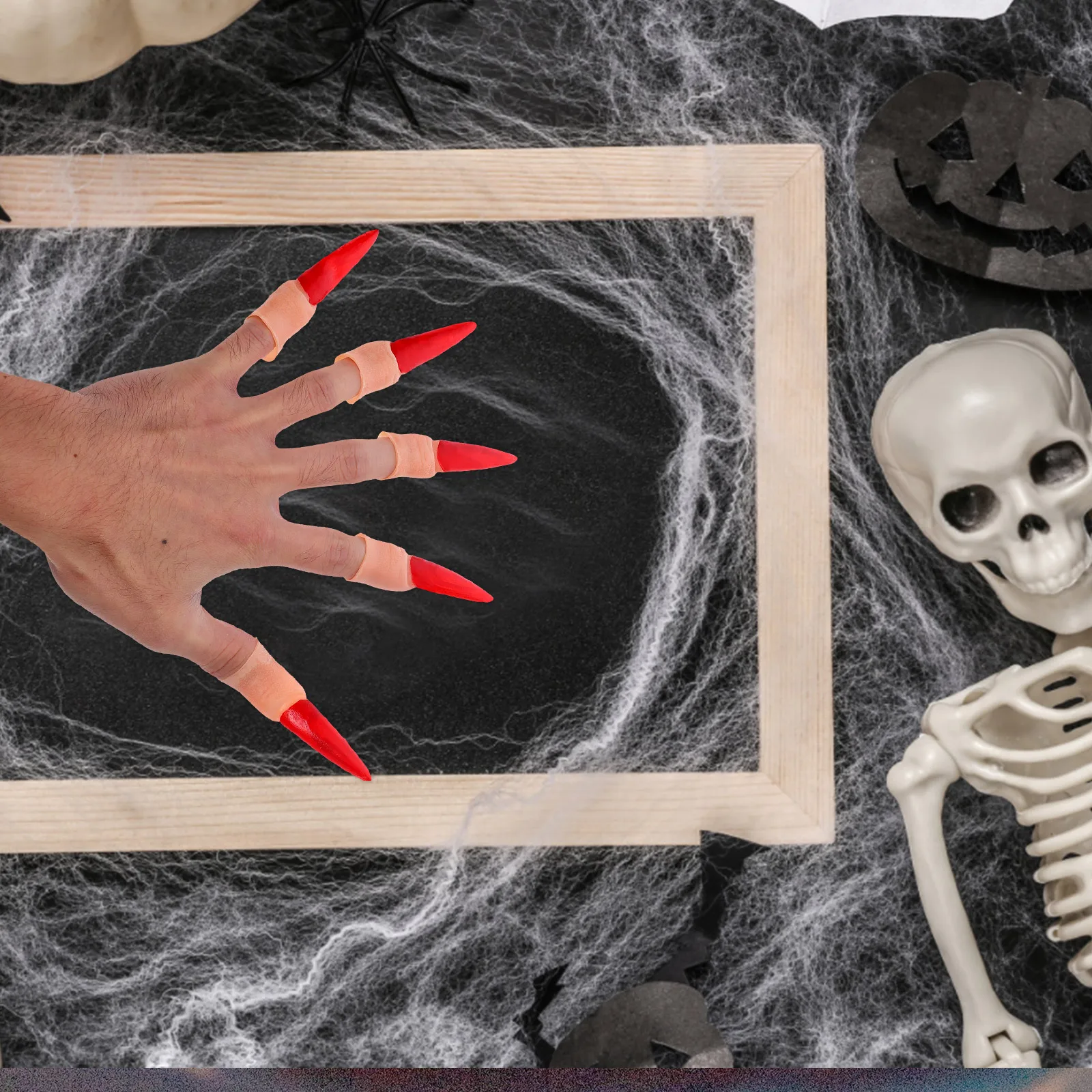 

20 Pcs Fake Finger Nails Witch Zombie Plastic Long Claws Halloween Costume Party Props Scary Realistic Design Cosplay