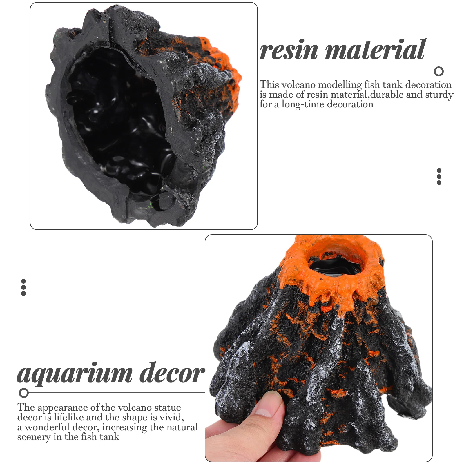 Underwater Craft Fish Tank Resin Rockery Decor Landscape Volcano Ornament Decoration