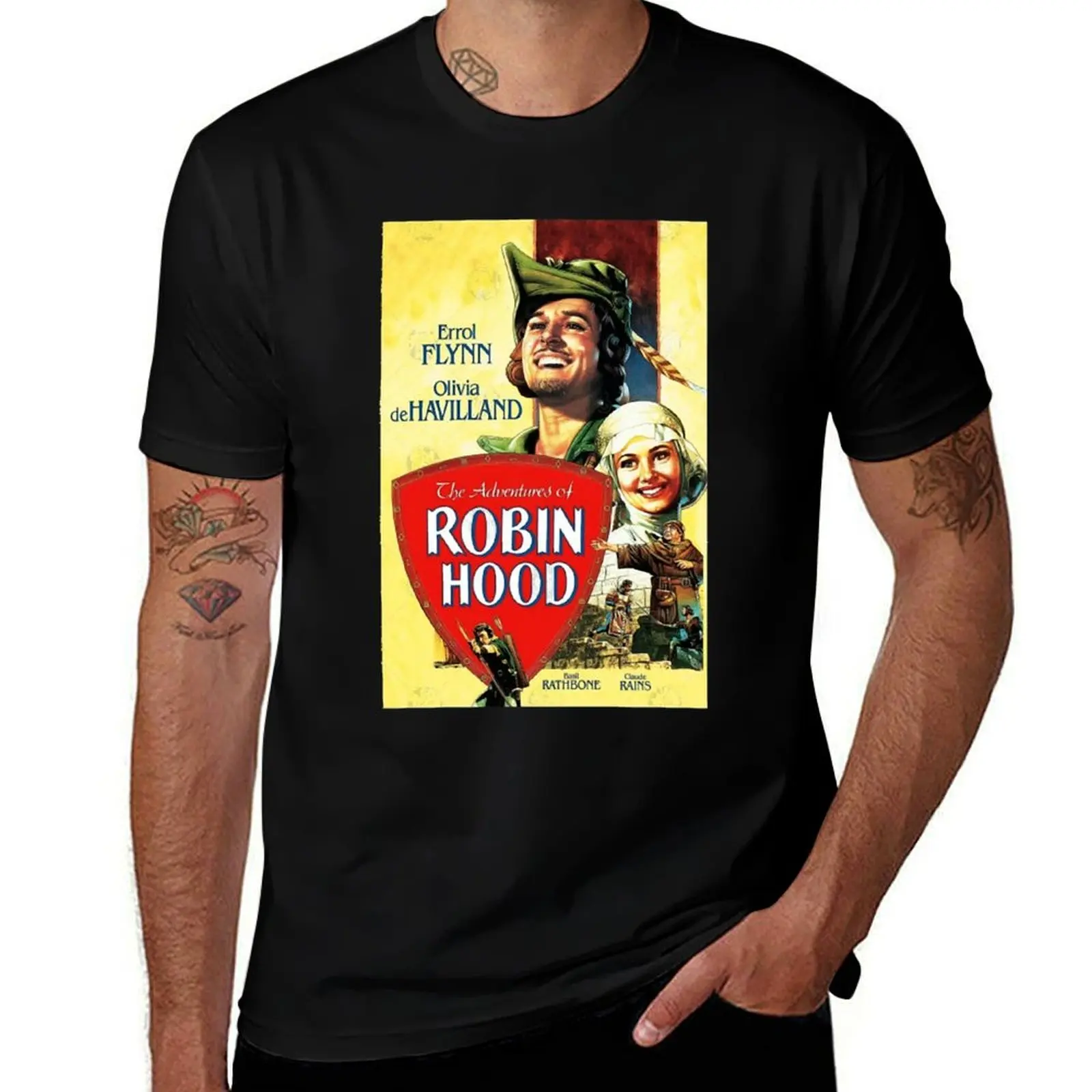 The Adventures of Robin Hood - Movie Poster of the 1938 Technicolor Epic Swashbuckler Film T-Shirt