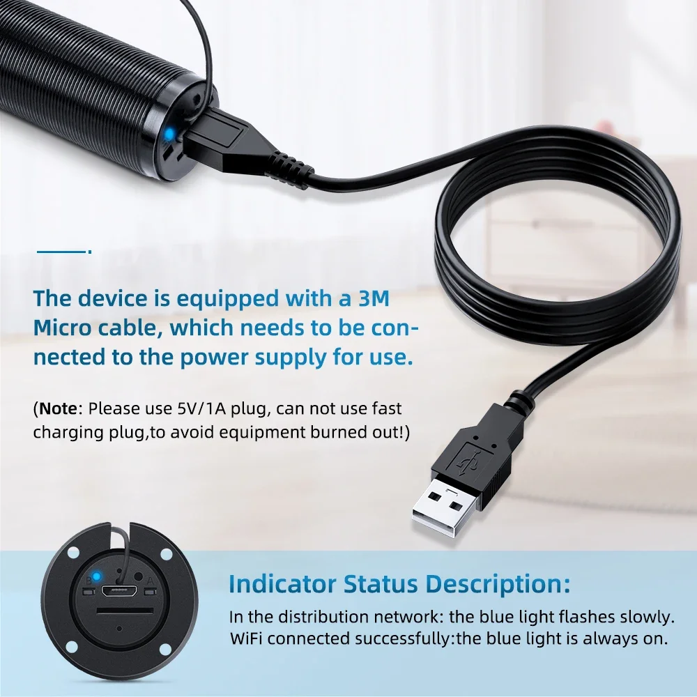 Elecpow Tuya Wifi كاميرا الباب ثقب الباب 1080P 2.4G & 5G الذكية PIR كشف الحركة مراقب الباب لا تعمل البطارية مع التيار المباشر