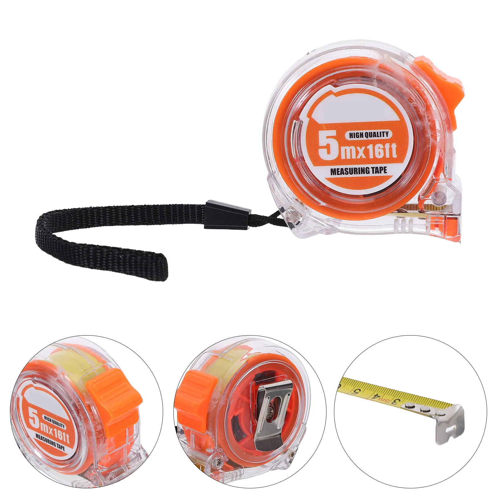 

2pcs 5M Transparent Tape Measure Dual Metric Inch Retractable Mini Measuring Tool For Crafts Construction Diy Pocket Size Steel