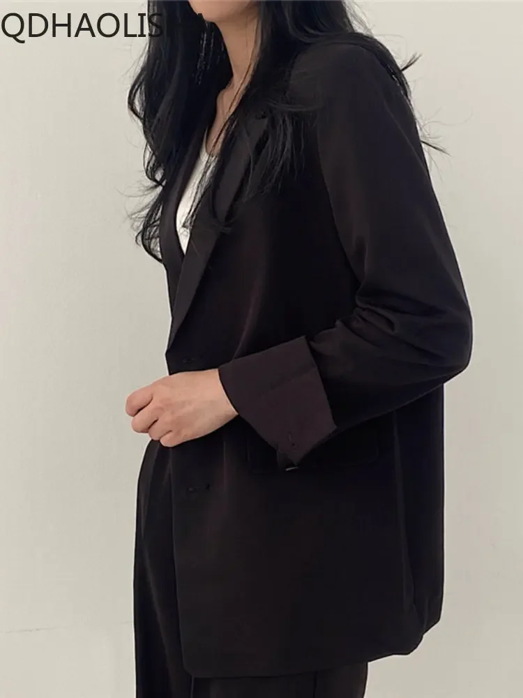 Blazer feminino fino monocromático, jaqueta de viajante temperamentado, casacos da primavera, vestuário da moda coreana, tops femininos, senhora do