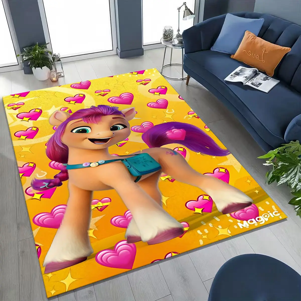 

2026 New My Little Pony Unicorn Cartoon Rug for Bedroom Living Room Sofa Home Doormat Decor, Large Kids Non-slip Floor Mat Gift