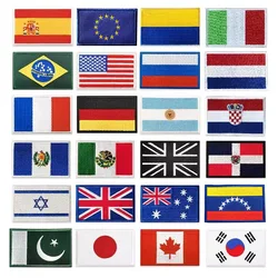 46 Embroidery Flag Patches Russia France Germany UK Armband Backpack Tactical Military Badge Magic Clothes Sticker for Clothing