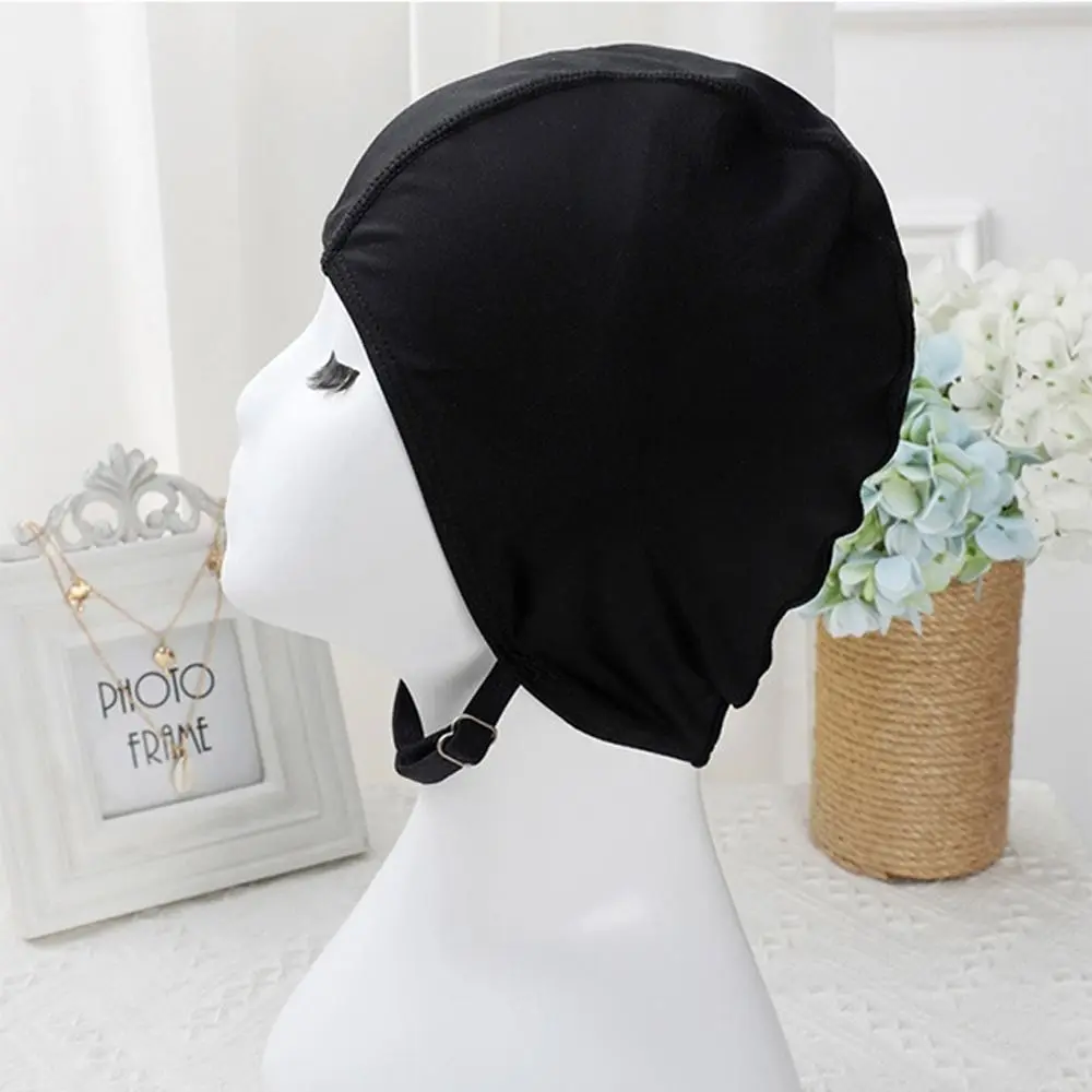 النساء الإناث قابل للتعديل قبعة السباحة القماش النسيج حماية آذان السباحة القبعات عمامة حجم الحرة قبعات السباحة الرياضية الشعر الطويل