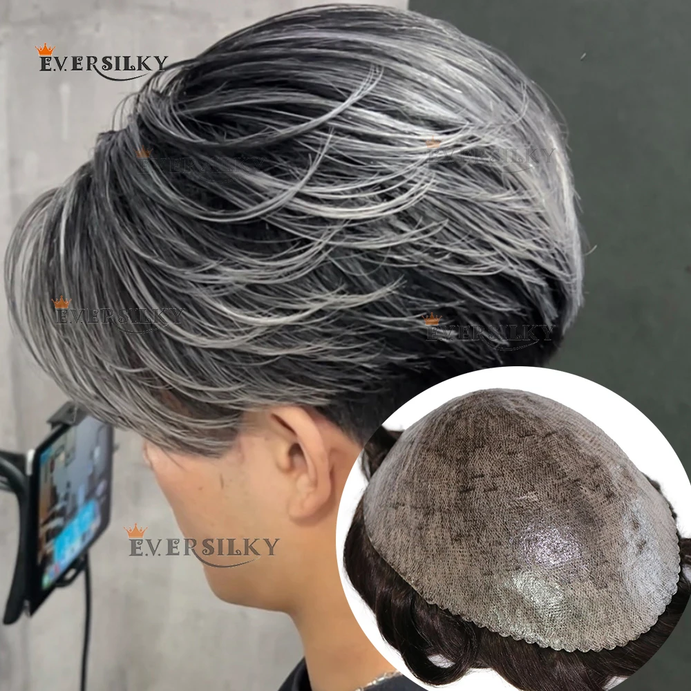 شعري طبيعي 1B30 1B65 1B80 شعر مستعار رجالي متين أسود بني أشقر رمادي 100% باروكة من شعر طبيعي غير قابل للاكتشاف شعر رقيق اصطناعي