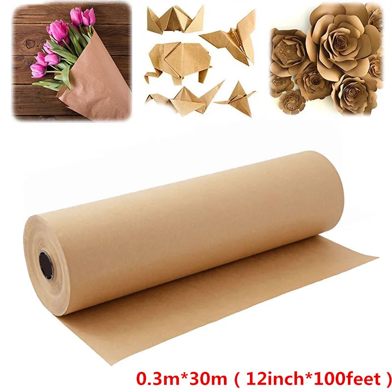 

Natural Brown Kraft Paper Roll For Wedding Birthday Party Handmade Gift Wrapping Parcel Packing Art Craft Poster Decor 0.3m*30m