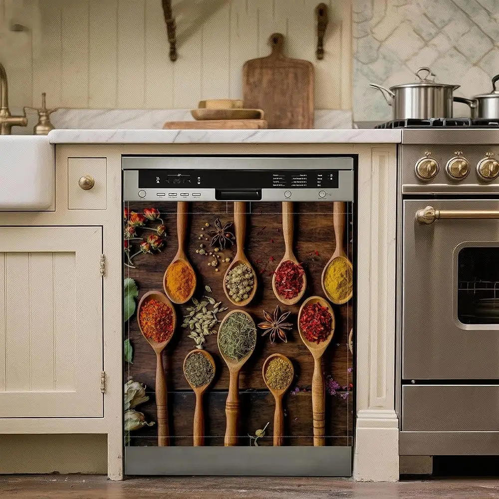 

Магнитная накладка для посудомоечной машины с красочными специями, декоративная накладка для кухни, магнитные наклейки-панели для холодильника 23 дюйма