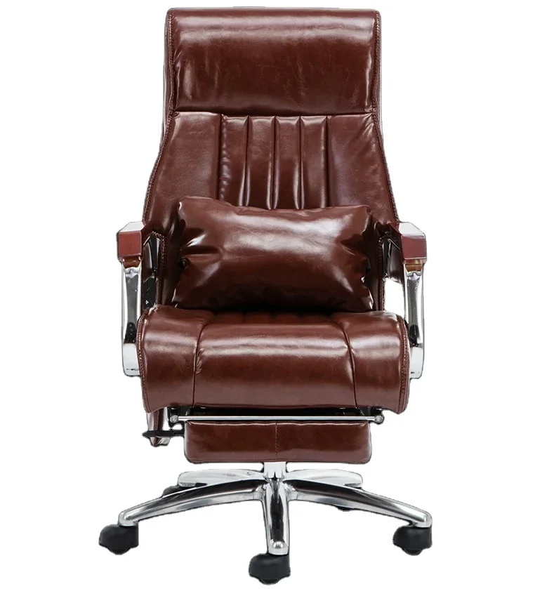 

Luxury Price Brown PU Leather Executive Massage Office Chair Ergonomic Swivel Soft Sponge Office Chair with Headrest