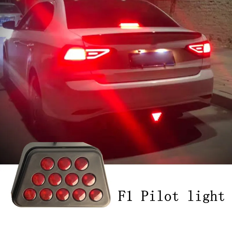 

12V F1 Style LED Car Rear Diffuser Spoiler LED Brake Lights Bumper Cover Pilot Lamp For BMW For Benz For VW Universal Car