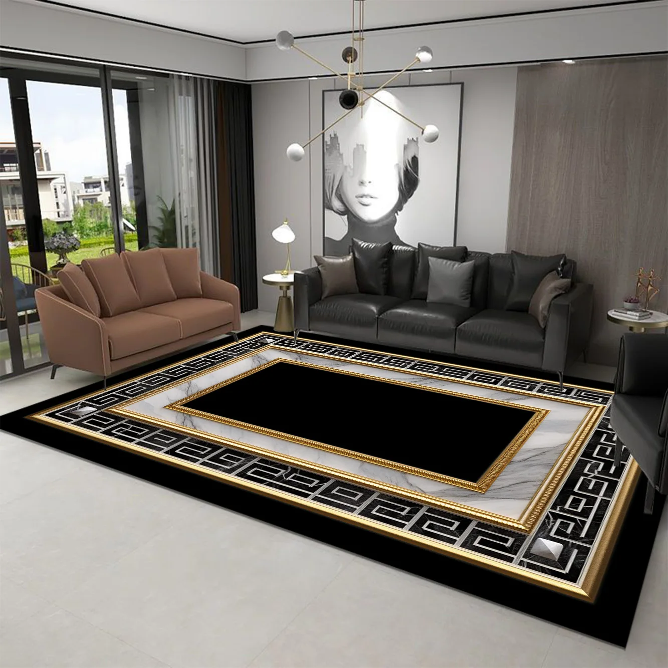 Black Home Decoration Carpet Living Room Sofa Area Floor Mat Soft Bedroom Cloakroom Large Rugs Hall Doorway Hallway Carpets