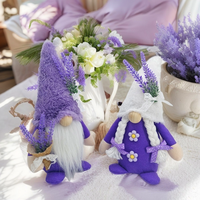 Lavender Gnome Figurine with No-Face Design, Rudolph Spring Home Desk Decor, Cute Faceless Doll Ornament for Shelf Office Gift,