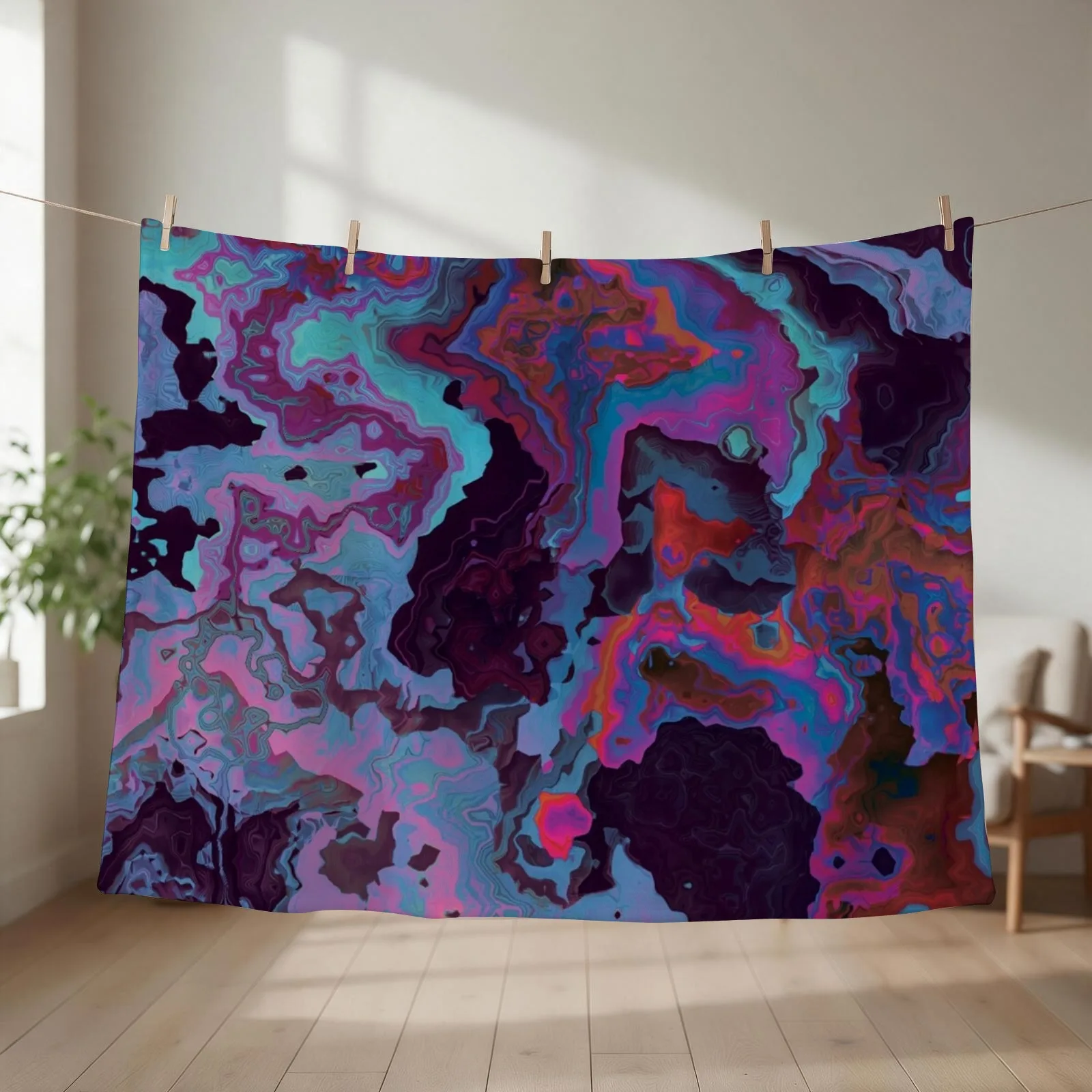 Groovy Liquid Art Throw Blanket couch cozy soft plush fuzzy picnic outdoor blanket