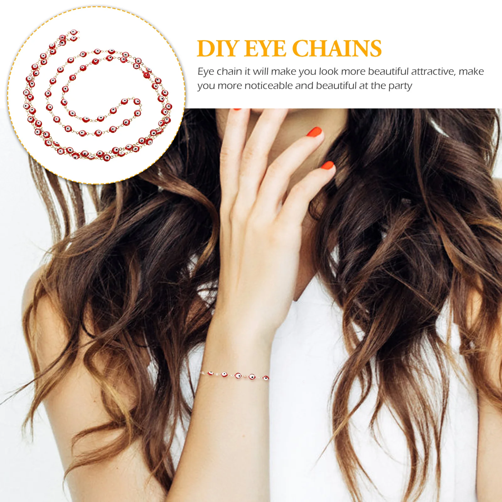 

1-метровая цепочка с бусинами от сглаза, эмалированное звено для изготовления ювелирных изделий своими руками, ожерелье, браслет, аксессуары для рукоделия, разъем ручной работы