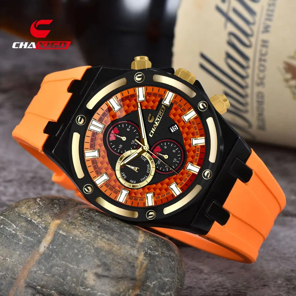 

CHAXIGO 6916 Sports Fashion Quartz Watch Chronograph Calendar Luminous Waterproof Watches for Men Montres Hommes Reloj Hombre