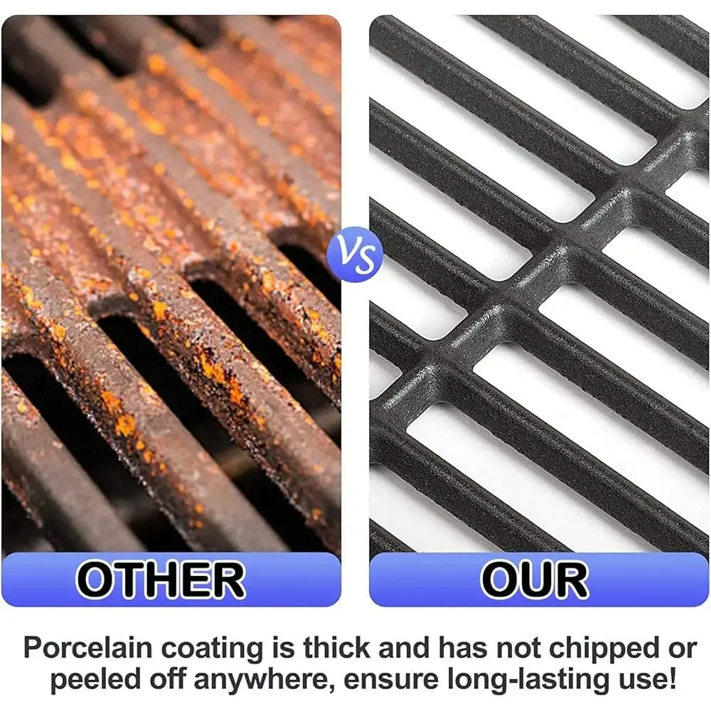 مجموعة شبكات شواية من الحديد الزهر شديدة التحمل، 3 قطع من شبكات الطبخ الاحترافية للاحتفاظ بالحرارة