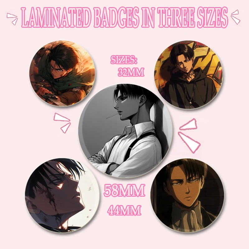 58mm Levi Ackerman Anime Character Badge Comic Cosplay Cartoon Brooches Handmade Exquisite Enamel Pins for Backpack Jewelry Gift