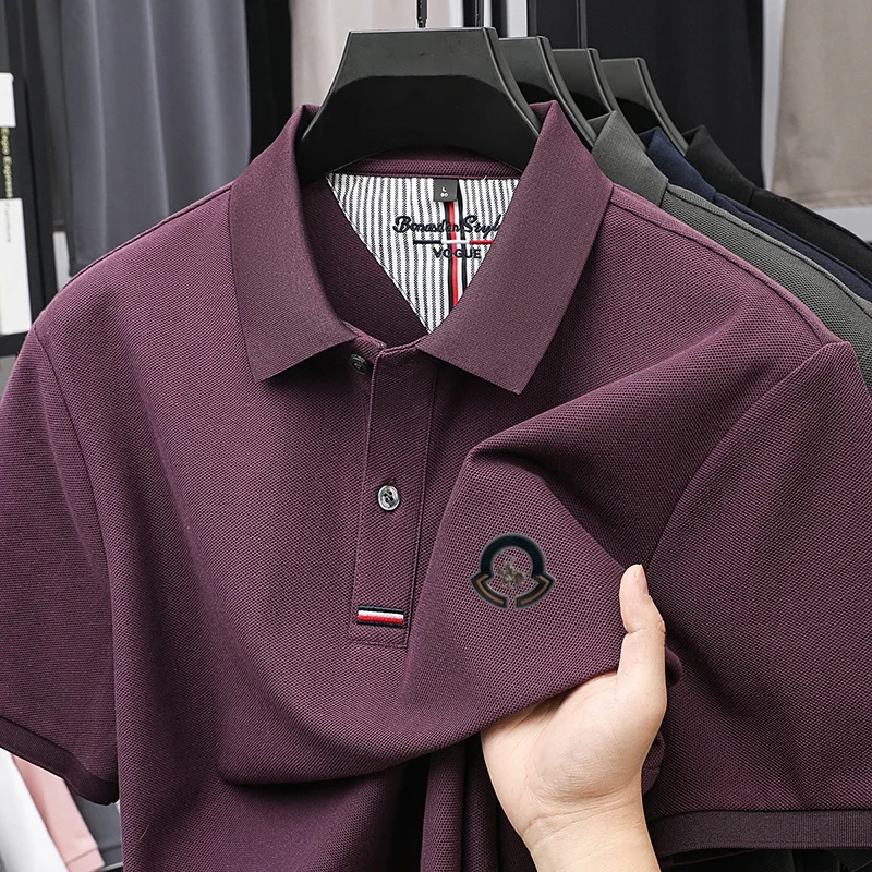 

100% чистые хлопчатобумажные высококачественные футболки летом новые мужские короткие рукава роскошь заказ бизнес - досуг polo рубашки дизайнеры премиум - класса Значок Половина рукава